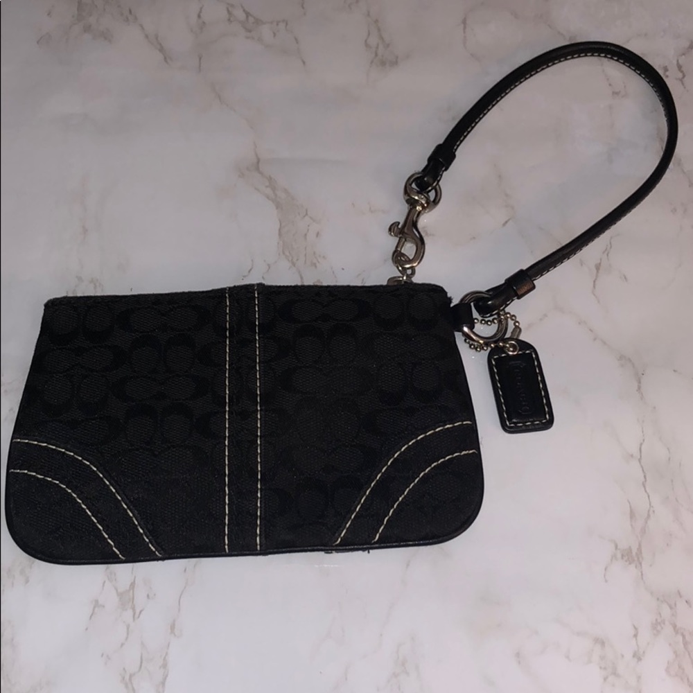 Coach black signature canvas wristlet